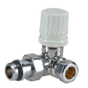 Vanne thermostatique luxe 1/2" x 15 mm (M22) compression, coudé gauche, chrome