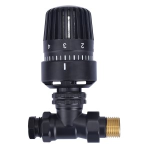 Vanne thermostatique radiateur 1/2" x 15 mm, droit, noir mat